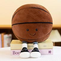 Popular football doll with legs plush toy sports doll for boys and children's birthday gifts 25cm [Diameter 18] brown