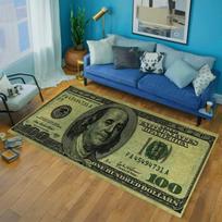 VIKAMA 100-Dollar Bill-Themed Long Floor Mat, Anti-Slip Kitchen Corridor Carpet, Bedroom Bedside Rug, Home Decoration 60cm x 200cm blue
