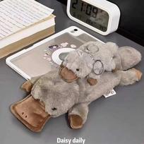 Lengvas pliušinis platipuso raktų pakabukas Minkštas pūkuotas pliušinis gyvūnėlio pakabukas Raktų žiedas rankinei, kuprinei dekoruoti Maža dovana One size gray
