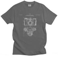 Vintage Camera Lens Photographer T Shirts Men Short Sleeve Photography Lover T-shirts Printed Tee Cotton Regular Fit Tshirts S