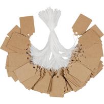 Uniclife 200 Pcs Price Tags with String Attached 1 Inch Writable Brown Kraft Paper Tags Hang Tag Price Display Labels for Pricing Clothing Jewelry ruda