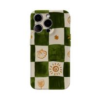 Green & Orange Check Phone Case for IPhone 17AIR 16E 16 15 14 13 12 11 17 Pro Max Plus Double-layer Back Cover IPHONE17PRO