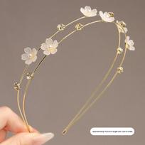 Hot Simple Double Layer Metal Hairbands Elegant Rhinestone Flower Headband Fashion Women Head Hoop Hair Styling Headwear Accesso balta