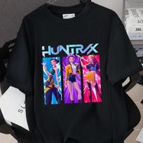 2026 Summer New K-pop Demon Hunters Hunters Women Men Matching Short-Sleeved Printed T-Shirt for Adults Loose-Fitting Top S įvairiaspalvis