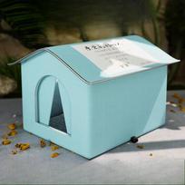 Waterproof Outdoor Cat Shelter All Season Warm Feral Stray Cats House Durable Insulated Pet Cave with Supporting Kickstand (as the picture,S-33X33X33cm) white