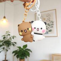 MINISO Širdelės formos magnetiniai poros raktų pakabukai Mielos magnetinės apkabinančios poros pakabukai 2pcs white