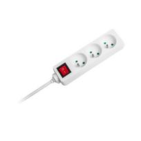prailginimo kabelis baltos spalvos rebel 3 lizdai, kabelis 3 m (3x1,5 mm) su jungikliu