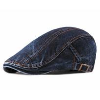 Keturis sezonus džinsinės vienspalvės newsboy kepurės vyrams, skalautos plokščios snapeliu kepurės, moterims dailininko beretės kepurės 16 55-61cm adjustable tamsiai mėlyna spalva
