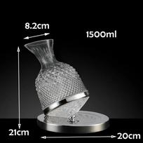 Aukštos kokybės krištolinis stiklas 360 besisukantis dekanteris 1500 ml vyno balionėlis aeratorius veidrodinis ąsotis dovanų juostos apdaila (Silver,silver 1500ml) sidabras