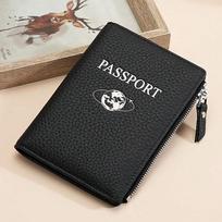 Multifunctional Passport Bag Protective Leather Case RFID Zipper Wallet Passport Case ID Bag Travel Passport Holder black įvairiaspalvis