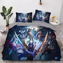 League of Legends mikropluošto patalynės komplektas Vaikams Pūkų antklodės užvalkalas Paaugliams Suaugusiems Žaidimo raštas Komplektas Kambario dekoravimas 3 dalys 90x200cm gray
