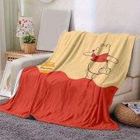 1 vnt. Mikės Pūkuotuko medaus puodo spaudinio pledas Jaukus apklotas namų dekoravimui, sofos uždangalas, lauko naudojimui, kelionėms 80cmx120cm beige