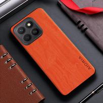 Case for Honor x8c x8b x8 x8a 4g 5g funda bamboo wood pattern Leather back cover for honor x5b plus case Honor X8C oranžinė