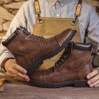 Britiški Retro Vyriški Aukštakulniai Odiniai Kaubojiški Batai Suvarstomi Patogūs Kvėpuojantys Jodinėjimo Atsitiktiniai Batai Aukščiausios Kokybės Mada 39 brown