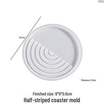 Poppy DIY Crystal Epoxy Coaster Silicone Mold - Half-Moon Stripes Round Resin Display Stand white