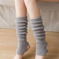 New Women Winter Extra Soft Long Legwarmer Lolita Long Socks Boot Cuffs Warmer Knitted Stirrup Leg Warmers For Yoga Ballet Dance One Size gray