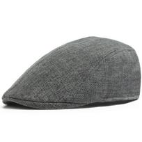 Men's Linen Flat Cap Spring Summer Vintage Visor Beret Breathable Ivy Newsboy Hat Women Fashion Cap Suitable For Small Slim Face One Size gray