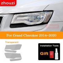 Skirta Jeep Grand Cherokee WK2 2014- Automobilio priekinių žibintų tamsinimo juoda apsauginė plėvelė Apsauga Skaidrus TPU lipdukas 2 vnt. skaidri