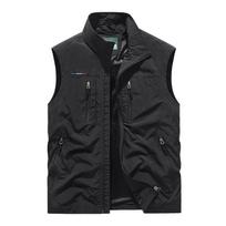 Men S Loose Large Size Multi Pocket Casual Workwear Outdoor Photography Vest M juoda