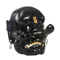 Halloween Costume Large Tengu Japanese Mask Hand Painted Party Mask Ornament Full Face Mask with Long Nose Cosplay black