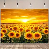 Autumn Themed Photo Booth Backdrop with Vibrant Sunflower Meadow 47.2x31.5inch/120*80cm yellow