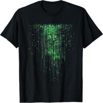 Binary Code Matrix Green Digital Cyberpunk T-Shirt S įvairiaspalvis