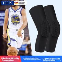 TEEIS Basketball Knee Pads Sports Equipment Men's Long Professional Honeycomb Impact-Resistant Protective Gear Breathable Knee And Leg Guards Black XL