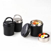 304 nerūdijančio plieno vakuuminė pietų dėžutė, daugiasluoksnis nešiojamas maisto indas darbui, mokyklai ir kelionėms, 1,2 l arba 1,5 l variantai One Size black