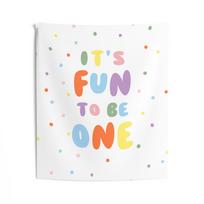 Its Fun To Be One 1st Birthday Backdrop Theme Banner Party Decor Tapestry S987 74x94cm(29x37in) white