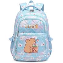 02 Mažos kapibaros spaudinio daug skyrių paaugliška kuprinė miela ir lengva mergaičių kuprinė jaunimui 44CMX34CMX17CM black