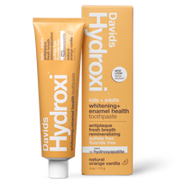 Davids Hydroxi™ dantų emalį stiprinanti dantų pasta be fluoro apelsino skonio, 118 ml.