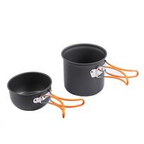 Ultra-light Single Pot Camping Cookware Set - Non-stick, Portable for 1 Person black