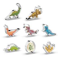 8/12 vnt sausainių pjaustytuvų rinkinys mielas dinozauro formos biskvito formelės vaikams dinozaurų temos reikmenys gimtadienio vakarėliui A white