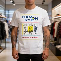 ham on rye novel by charles bukowski book cover tshirt S white