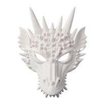 3D drakono galvos veido apsauga Šaunus scenos pasirodymo kostiumas Šventės Cosplay Spalvinga drakono galvos apdangalas Galvos apdangalas Šventės reikmenys balta