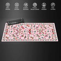 Large Extended Gaming Mouse Pad Floral and Butterfly Design Washable Non-Slip Rubber Desk Mat with Edging for Computer eSports 600x300x2mm black