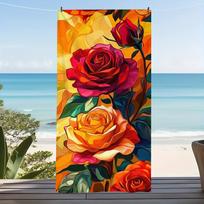 Vibrant Tropical Floral Tapestry Wall Hanging Boho Decor Beach Towel Summer Art Print Roses Abstract House Decor Home Decoration 50x100cm(20x40in) black