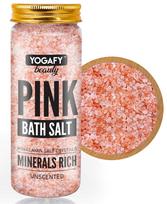 YOGAFY - Himalajų rožinės druskos kristalai voniai | Praturtinti gausybe mineralų - Kūno SPA, gaivinančiai voniai, atsipalaidavimui ir skausmui malšinti - 350g beige