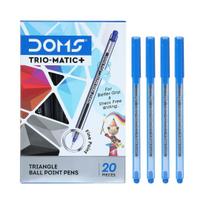 Doms Fine Point Trio-Matic Ball Point Pen Box Pack Blue Ink 60 Pens Smooth Writing For Office School Journaling blue