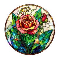 83 Piece Sunflower Stained Glass Suncatcher Window Hanging Panel Home Decoration Gift for Birthday and Special Occasions with Chain one size red