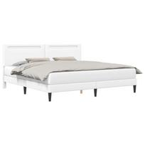 Bed Frame with LED Light Strips White 180 x 200 cm Faux Leather