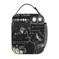 American B-Billie-Girl E-eilish Insulated Lunch Bag Portable Lunch Container Cooler Bag Tote Lunch Box School Picnic Bento Pouch One Size