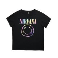 Nirvana Smiley Face Black T-shirt L gray