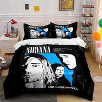 Nirvana Band Album Bedding Set Bedding Duvet Cover Set Duvet Cover Pillowcases  (1*Duvet Cover 2*Pillowcases, without duvet insert) 135x200cm black