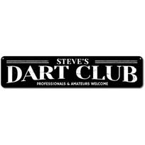 Custom Darts Club Metal Sign Personalized Name Wall Decor Man Cave Bar Game Room Plaque raudona