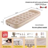Thickened Self-Inflating Portable Air Mattress for Outdoor Camping and Hiking beige