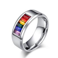 Madingas Vaivorykštės Pasididžiavimo Žiedas Moterims Vyrams Gėjams Lesbietėms LGBT Nerūdijančio Plieno Draugystės Šventės Piršto Papuošalas 11 sidabras