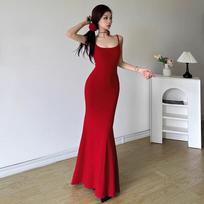 Juoda Raudona Maxi Suknelė Moterims Elegantiška Karšta Mergina Tuščiavidurė Drugelis Retro Petnešėlės Berankovė Suknelė Moteriška Liemuo Seksuali Mergina Ilga Suknelė XL black