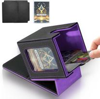 LMETJMA Card Deck Box with MTG Commander Magic Card Deck Case Holds 100+ Double-Sleeved Cards Trading Card Storage Box gray