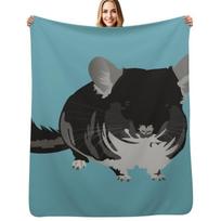 Leonardo the Chinchilla Throw Blanket Machine Washable Soft Warm Blanket Size: 75*100cm, Weight: 230 GSM black